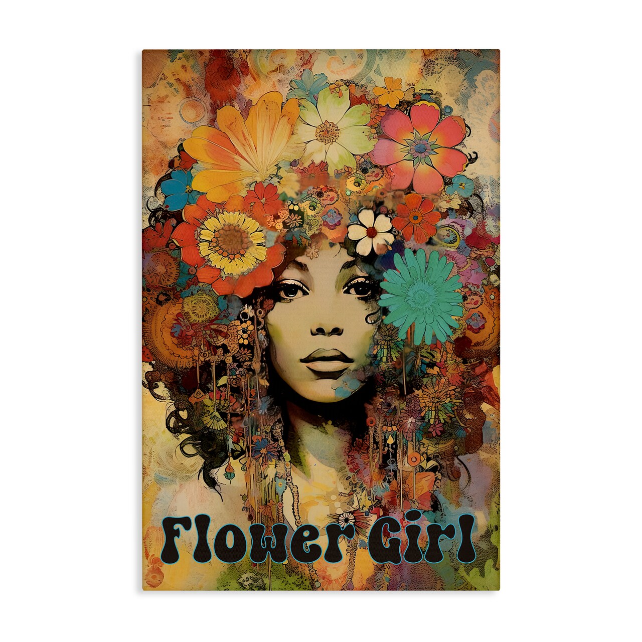 Stupell Industries Bohemian Flower Girl Canvas, design by Sasha